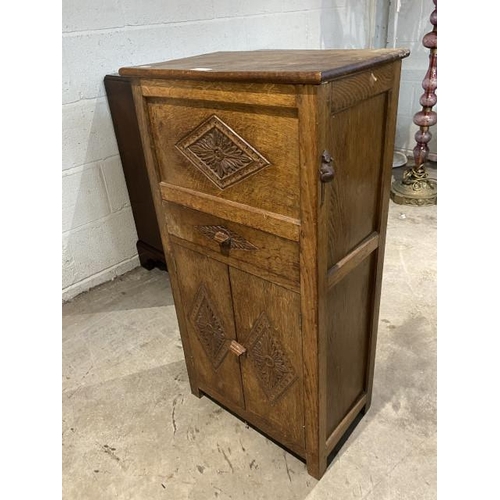 75 - Early Robert 'Mouseman' Thompson (1876-1955), carved oak sewing cupboard with one drawer, 2 doors an... 