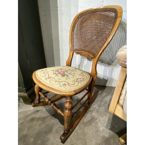 107 - Victorian mahogany ladies rocking chair 46W