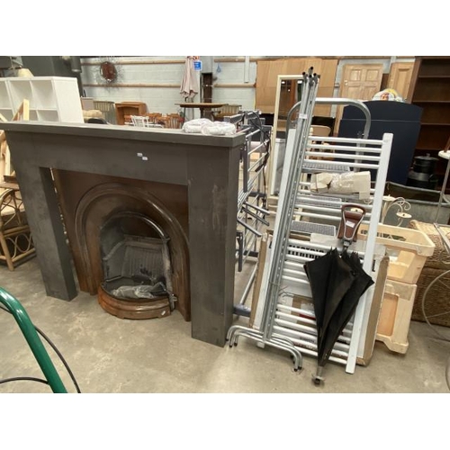 150 - Grey fire surround with a cast insert 114H 136W 18D