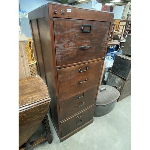 162 - Edwardian oak 4 drawer filing cabinet 132H 51W 65D