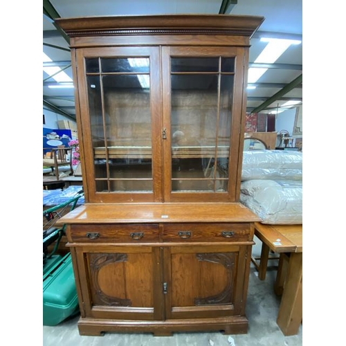 166 - Victorian oak library bookcase 210H 122W 50D