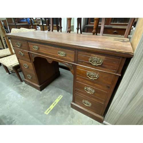 171 - Victorian mahogany desk with brass handles 81H 137W 55D