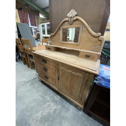 179 - Victorian pine mirror back sideboard 160H 122W 50D