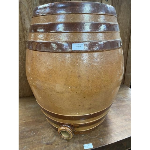 212 - Doulton Lambeth salt glazed spirit barrel 57H