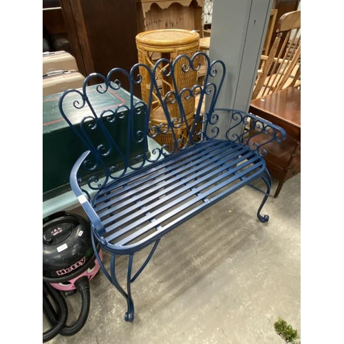 217 - Blue metal garden bench (new) 100W