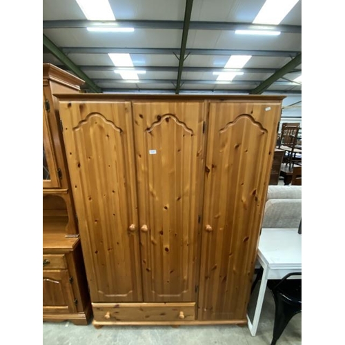 243 - Pine triple wardrobe with one drawer 178H 125W 54D