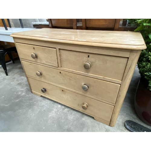 245 - Victorian pine 2 over 2 chest of drawers 77H 116W 52D