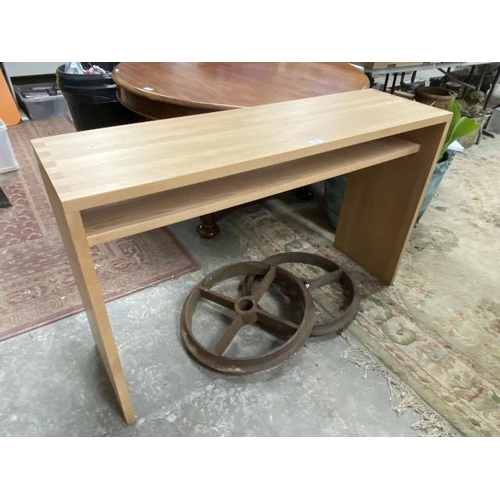 249 - Solid beech Habitat console table 76H 120W 35D