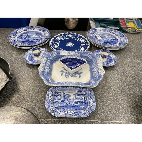 270 - 15 pieces of blue & white pottery inc. 10 pieces of Copeland Spode's Italian etc.