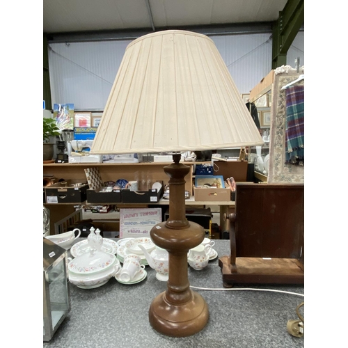 283 - Timber Craft table lamp with cream shade 95H