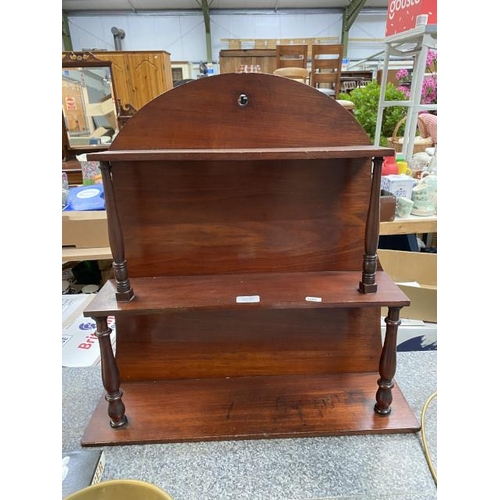 287 - Victorian mahogany wall shelf 61W 60H 17D