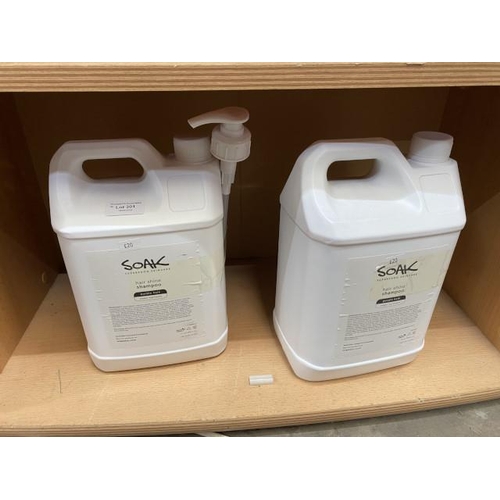 301 - Two 5 litre containers SOAK hair shine shampoo NEW