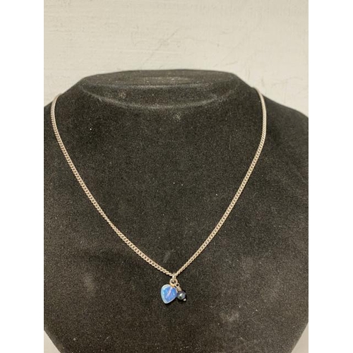 Azuni London silver necklace with black pearl & moonstone pendant 