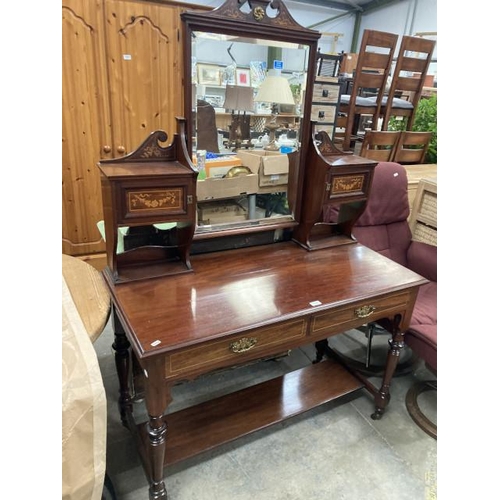 594 - T Simpson & Sons, Halifax Edwardian mahogany inlaid dressing table 180H 144W 53D