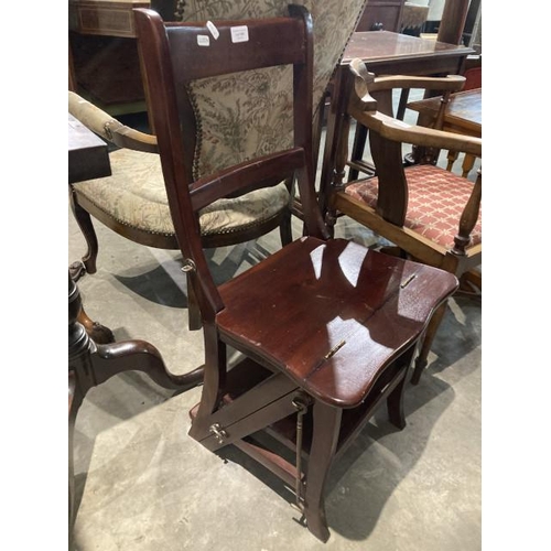 598 - Mahogany library steps/chair 42W