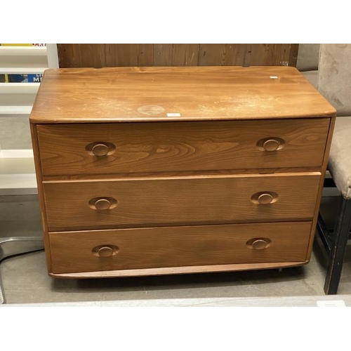 63 - Ercol (blue badge) 483 Windsor 3 drawer chest 66H 92W 48D