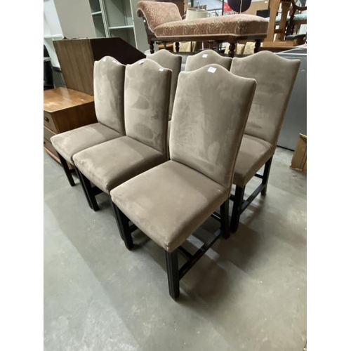 64 - 6 taupe velvet dining chairs