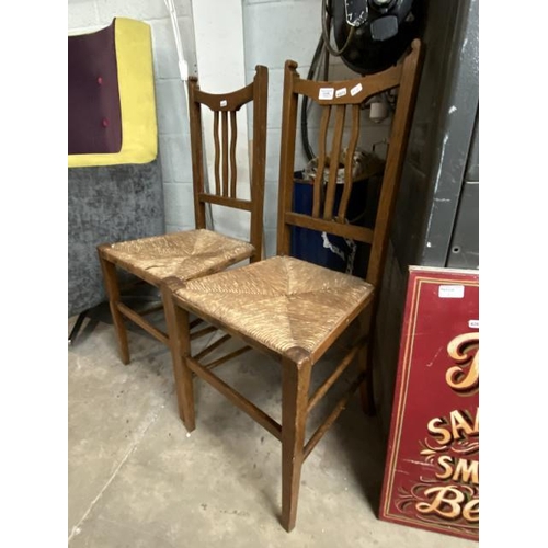 66 - Pair of oak Arts & Crafts chairs 41W