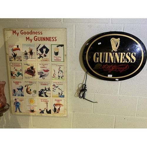 72 - Guinness illuminated sign 48 x 60cm & My Goodness My Guinness canvas 92 x 61cm