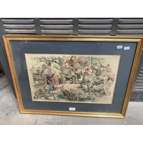 76 - Gilt framed coloured etching by C Taylor 48 x 66cm