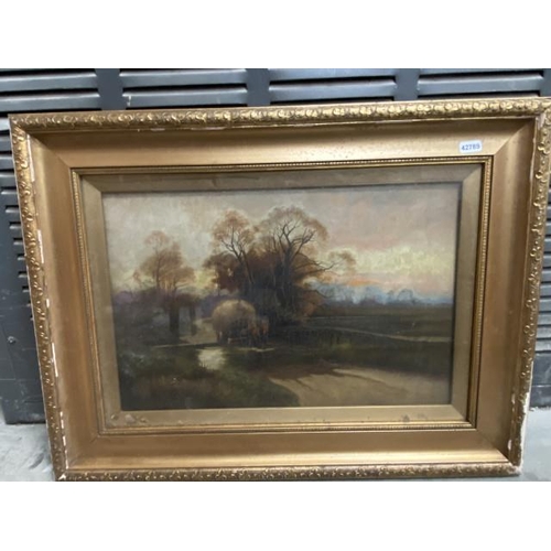 88 - Gilt framed oil on canvas signed to bottom left C. Greenough 1908 47 x 62cm