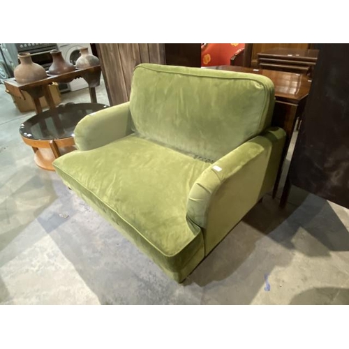 90 - Good quality olive green velvet chair 90H 120W 100D