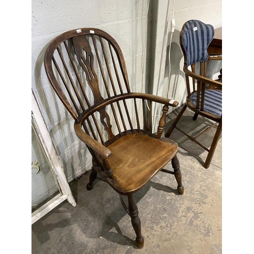 97 - Victorian ash & elm Windsor chair 55W