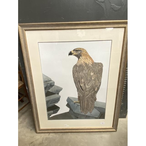 98 - Gilt framed drawing of a golden eagle by Frances Godfrey 100 x 82cm