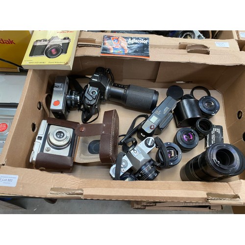 553 - Good collection of cameras and photographic accessories including Pentax P30 with user's guide, Agfa... 