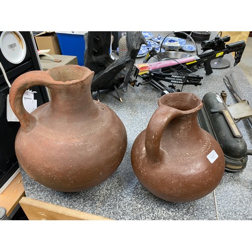 277 - 2 Mediterranean earthenware pots 30H & 36H