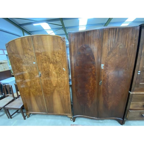 115 - Inglestants, Leicester walnut 2 door wardrobe 196H 122W 51D & an antique mahogany serpentine double ... 