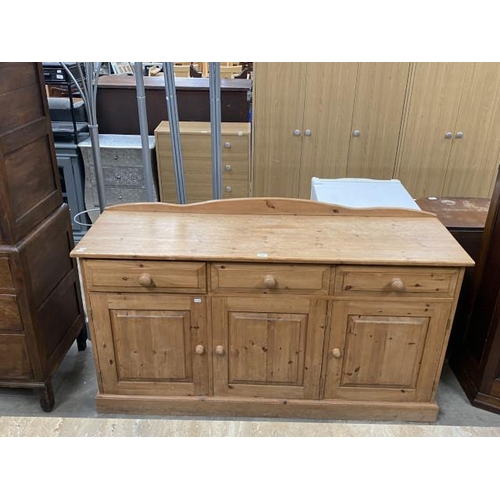 117 - Pine 3 drawer/3 door sideboard 82H 153W 46D