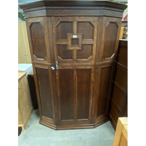 118 - Antique oak Geometric wardrobe 170H 125W 50D