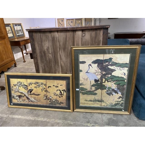 130 - 2 Gilt framed prints 'Birds and Flowers of The Four Seasons', Kano School, Japanese Momoyama Period ... 