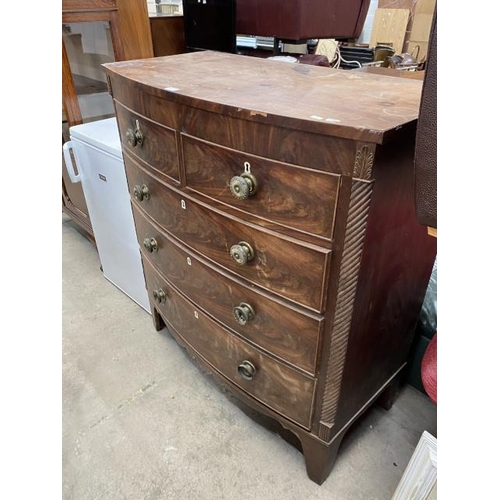 146 - Victorian mahogany bow fronted chest 117H 105W 52D