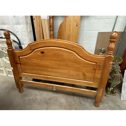 148 - Pine double bed frame with side rails and lats