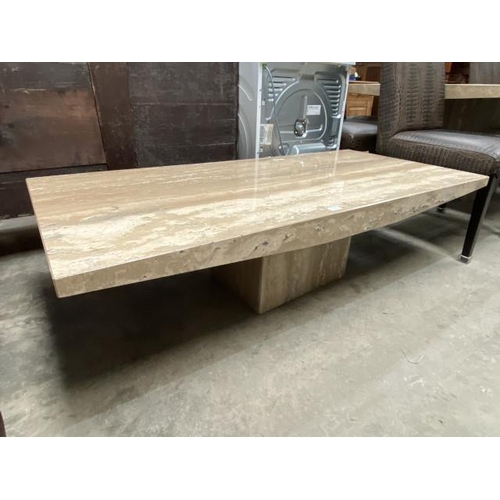 64 - Stone International (Italy) Travertine coffee table 40H 150W 70D (PLEASE ARRANGE YOUR OWN DELIVERY)