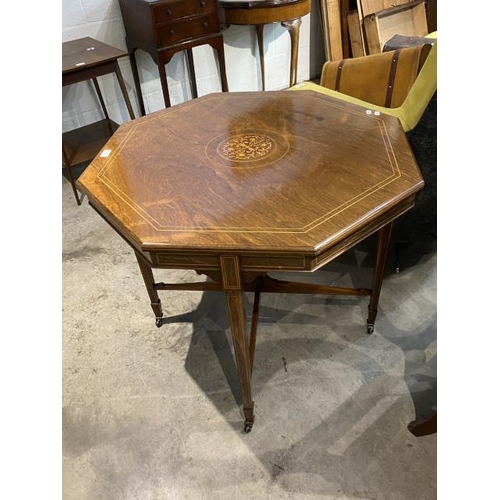 84 - Edwardian mahogany octagonal centre table 73H 84W 84D