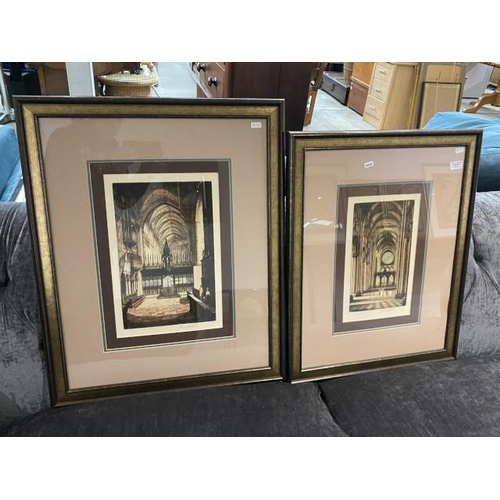 91 - 2 pencil signed James Lewis Stant (1905-1964) framed etchings 54 x 68cm & 59 x 73cm