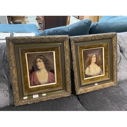 92 - 2 19th century Crystoleums of Pre-Raphaelite figures, signed A. Asti 45 x 49cm