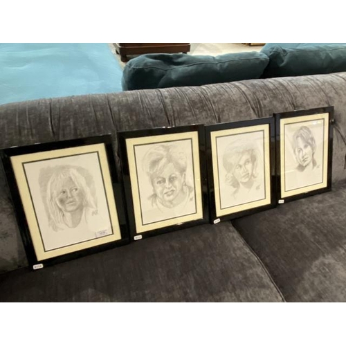 96 - 4 signed and framed pencil drawings by John RW Bastow