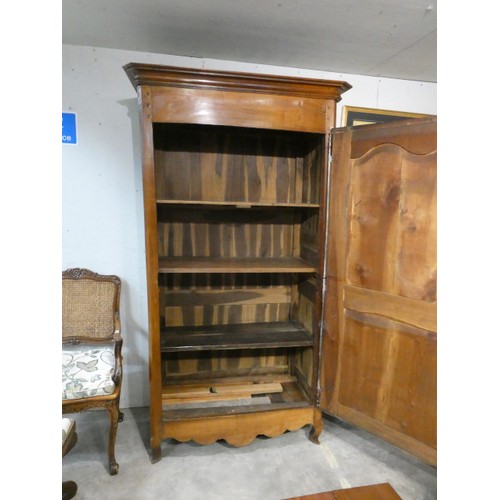 134 - French fruitwood Bonnetiere with shelves to the interior 206H 118W 60D (signs of worm, sold as seen)