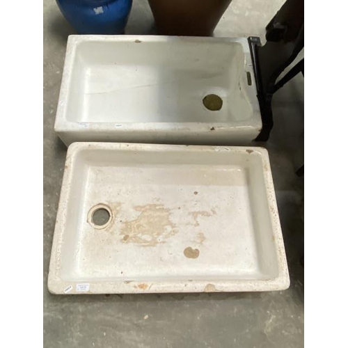 10 - 2 glazed garden sinks/planters 18H 46W 77D & 15H 86W 51D