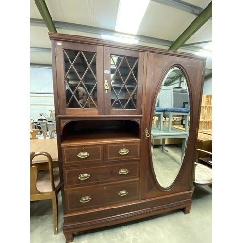 101 - Victorian mahogany combination wardrobe 178H 138W 50D