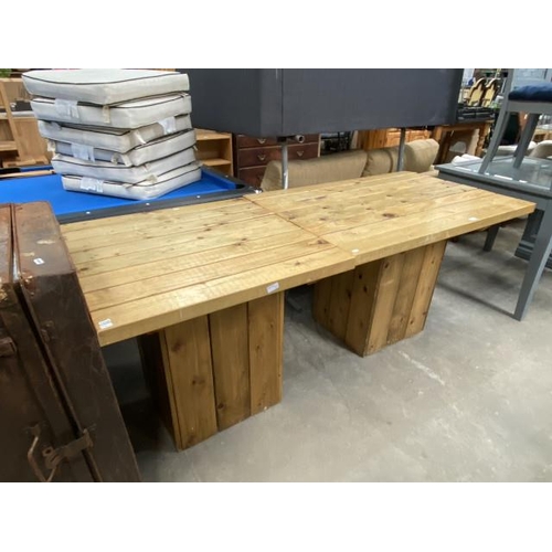 117 - 2 pine garden tables 75H 80W 80D & 75H 120W 820D