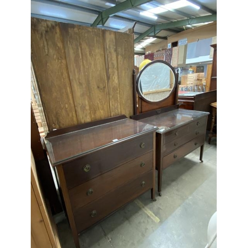 13 - Edwardian mahogany dressing chest 154H 107W 50D and a matching 2 drawer chest 94H 90W 48D