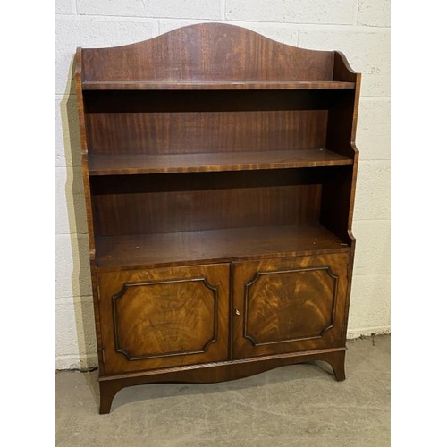 22 - Mahogany waterfall bookcase with 1 key 120H 84W 26D