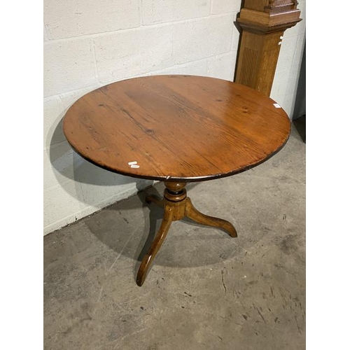 27 - Period pine pedestal table 76H 90cm diameter