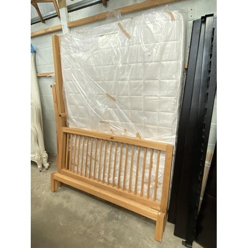 3 - Habitat 'Sanae' pocket double mattress and a Habitat oak bed frame with side rails and lats