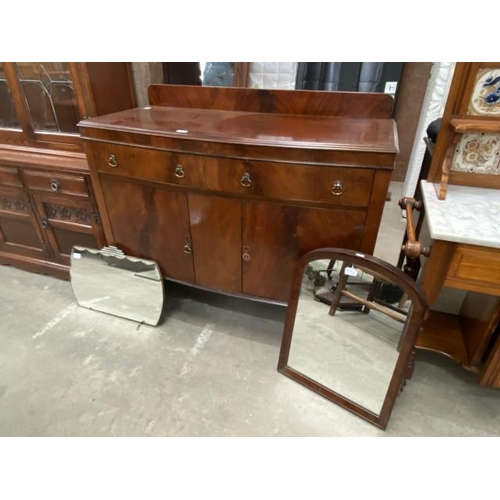 37 - Victorian mahogany sideboard 94H 120W 50D & 2 mirrors